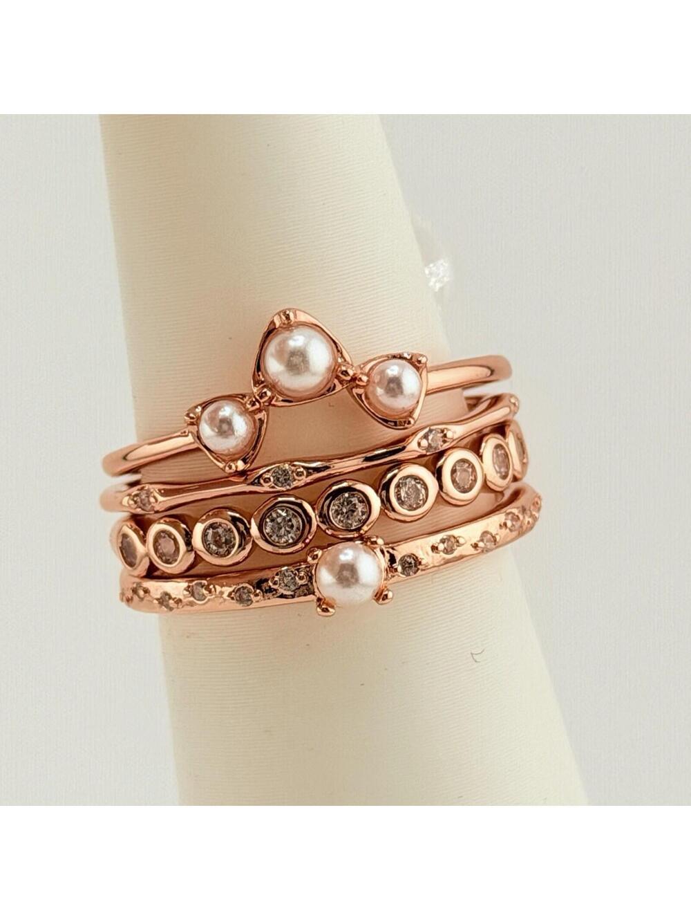 Bomb Party Delicates Ring Sz 10 "Dream Dancing On Quiet Wings" Pearl Rose Gold - Picture 1 of 4